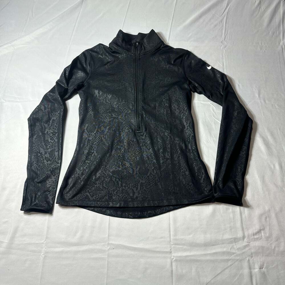 Nike Pro Warm Dri-FIT 1/4 Zip Running Training Top Embossed Snakeskin W Medium